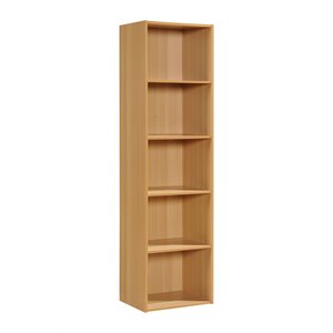 pemberly row five shelf multi-purpose wooden bookcase
