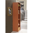 Pemberly Row Five Shelf Multi-Purpose Wooden Bookcase in Cherry Finish