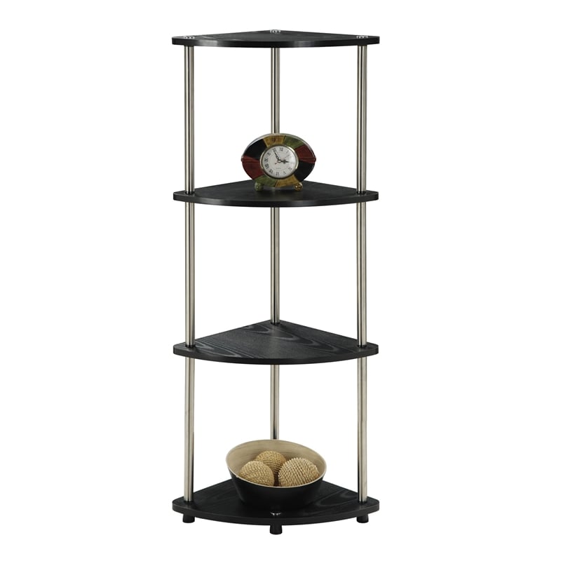 Pemberly Row Four-Tier Corner Shelf in White Wood Finish