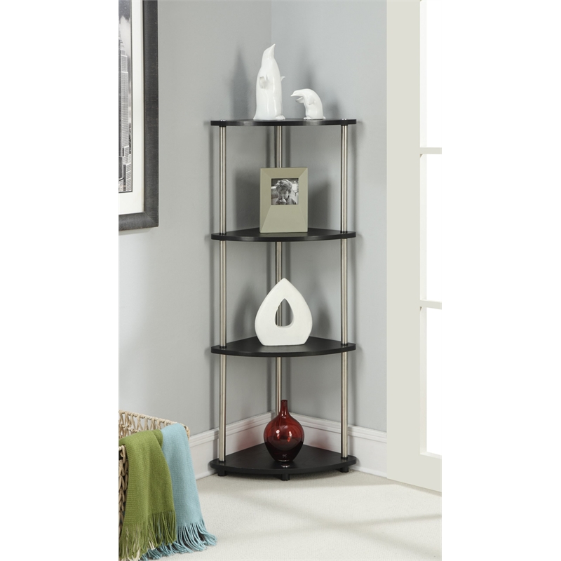Pemberly Row Four-Tier Corner Shelf in White Wood Finish