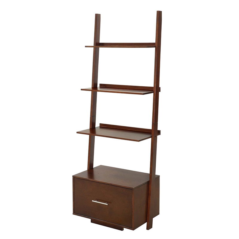 Pemberly Row Bookshelf Ladder in Espresso Wood Finish