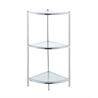 Pemberly Row Three-Tier Corner Shelf in Clear Glass/ Chrome