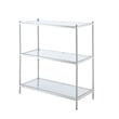 Pemberly Row Three-Tier Bookcase in Clear Glass and Chrome