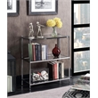 Pemberly Row Three-Tier Bookcase in Clear Glass and Chrome