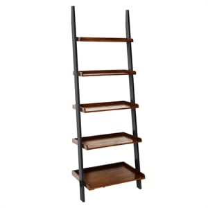 Pemberly Row Bookshelf Ladder in Dark Walnut Wood Finish