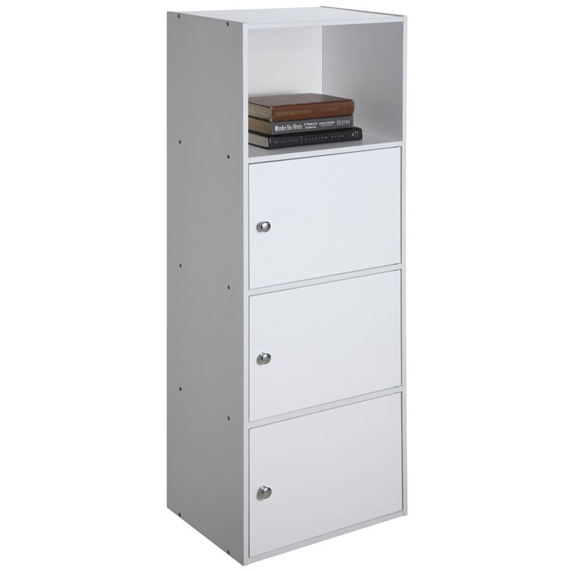 Pemberly Row Three-Door Bookcase in White Wood Finish