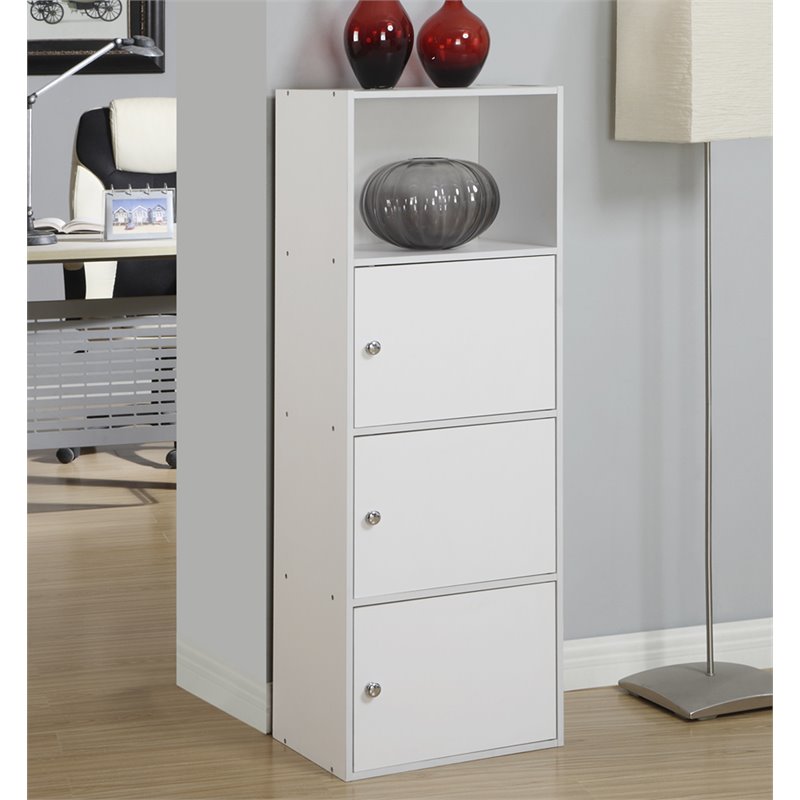 Pemberly Row Three-Door Bookcase in White Wood Finish