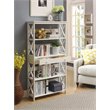 Pemberly Row Five-Tier Bookcase with Drawer in White Wood Finish