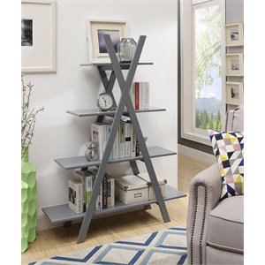 Pemberly Row &quotA&quot Frame Bookshelf in Gray Wood Finish