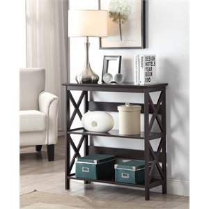 Pemberly Row Three-Tier Bookcase in Espresso Wood Finish