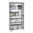 Pemberly Row Five-Tier Bookcase in Gray Wood Finish