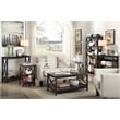Pemberly Row Three-Tier Corner Bookcase in Espresso Wood Finish