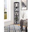 Pemberly Row Five-Tier Transitional Wood Corner Bookcase in Gray