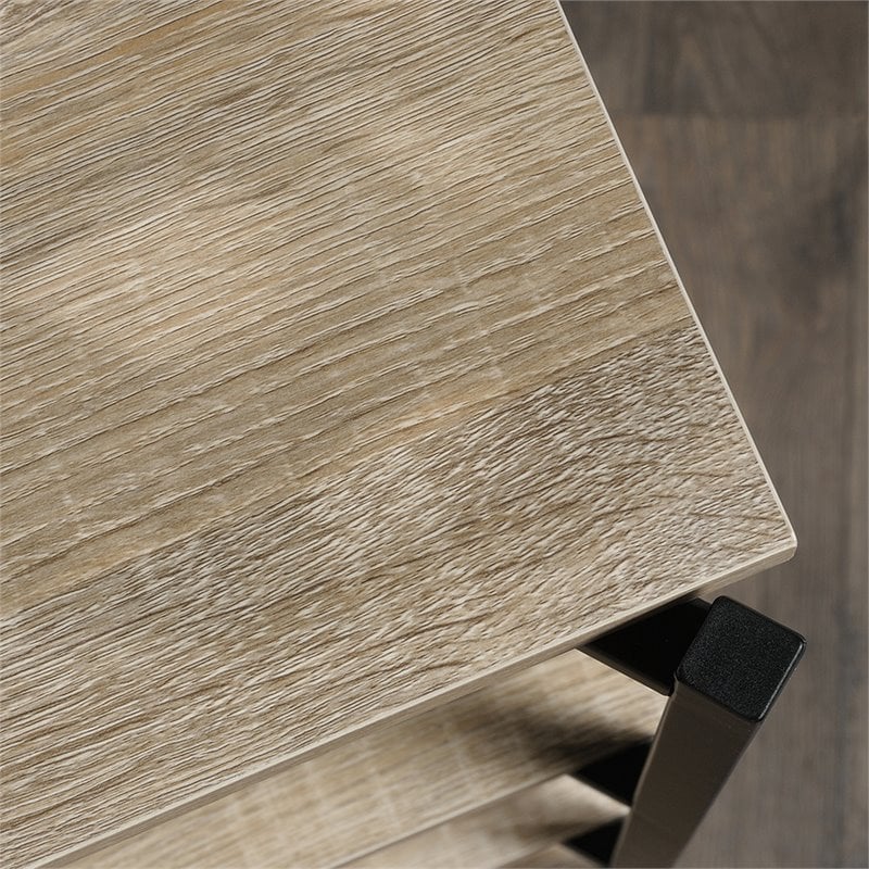 Pemberly Row Metal and Engineered Wood 4-Shelf Bookcase in Charter Oak