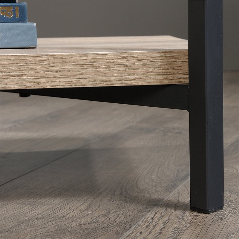 Pemberly Row Metal and Engineered Wood 4-Shelf Bookcase in Charter Oak