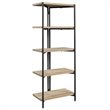 Pemberly Row Metal and Engineered Wood 4-Shelf Bookcase in Charter Oak