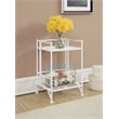 Pemberly Row Two-Tier Folding Shelf in White Metal Finish