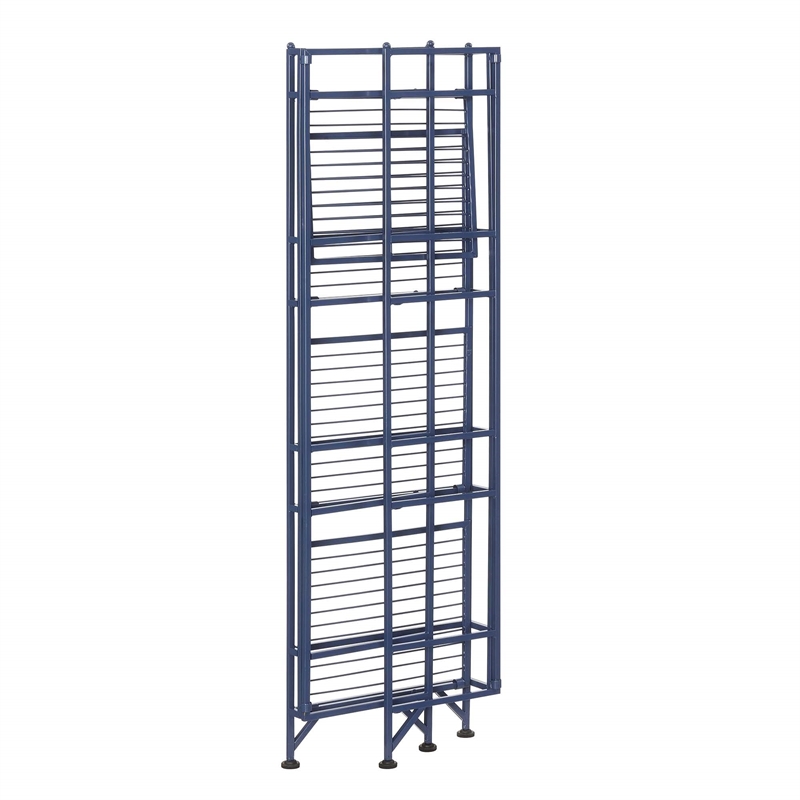 Pemberly Row Four-Tier Folding Shelf in White Metal Finish