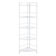 Pemberly Row Five-Tier Folding Corner Shelf in White Metal