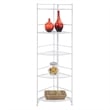 Pemberly Row Five-Tier Folding Corner Shelf in White Metal