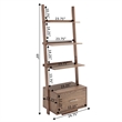 Pemberly Row Ladder Bookshelf Bookcase Drawer in Caramel Driftwood Wood Finish