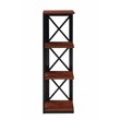 Pemberly Row Three-Tier Corner Bookcase in Cherry and Black Wood