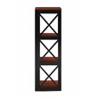 Pemberly Row Three-Tier Corner Bookcase in Cherry and Black Wood
