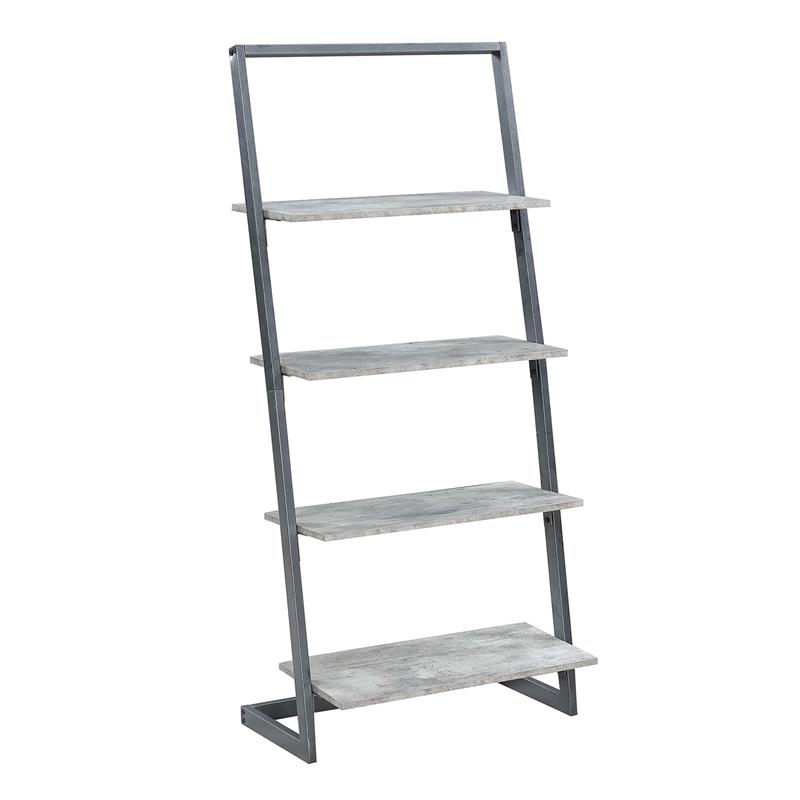 Pemberly Row Four-Tier Ladder Bookcase/shelf in Gray Wood