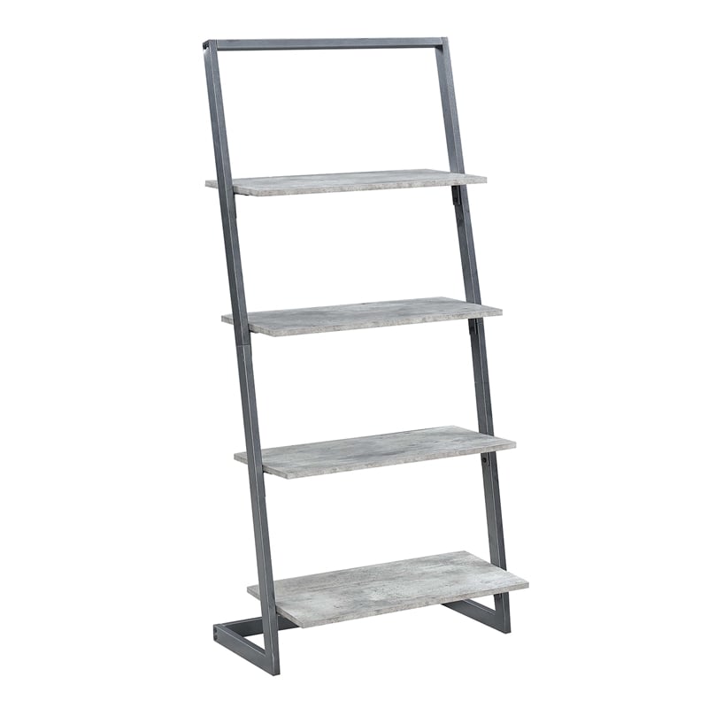 Pemberly Row Four-Tier Ladder Bookcase/shelf in Gray Wood