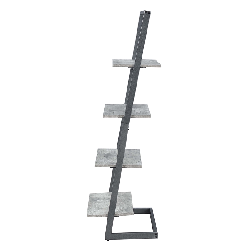 Pemberly Row Four-Tier Ladder Bookcase/shelf in Gray Wood