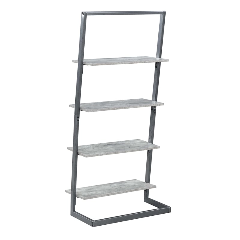 Pemberly Row Four-Tier Ladder Bookcase/shelf in Gray Wood