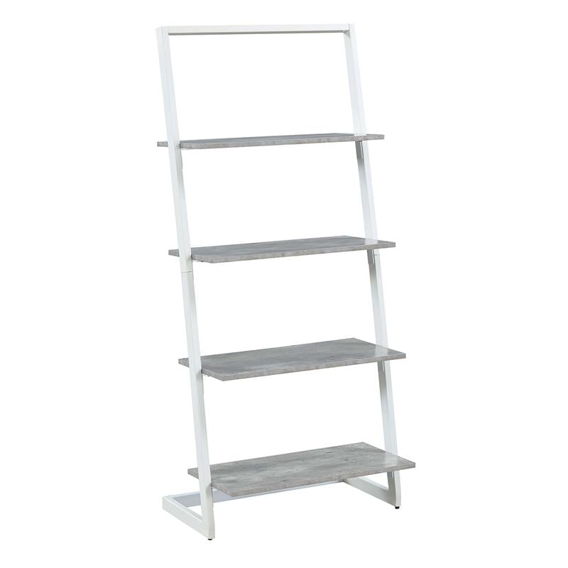 Pemberly Row Four-Tier Ladder Bookcase/shelf in Gray Wood