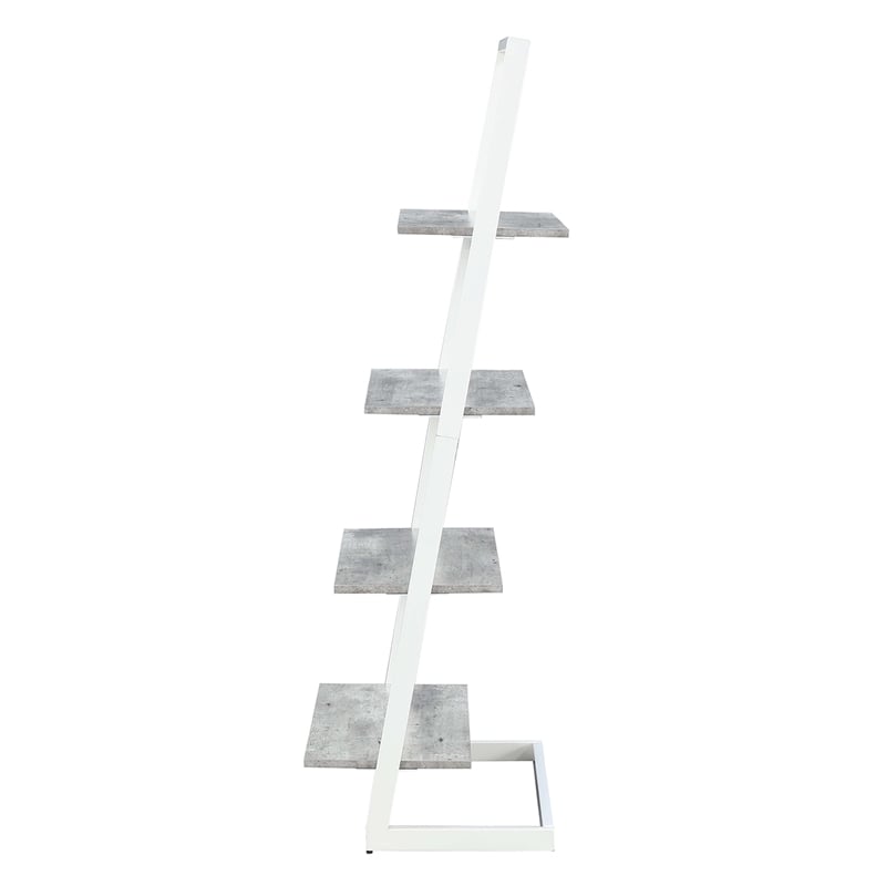 Pemberly Row Four-Tier Ladder Bookcase/shelf in Gray Wood