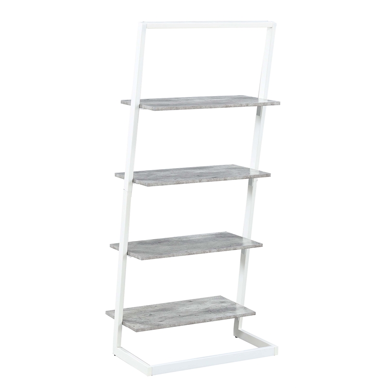 Pemberly Row Four-Tier Ladder Bookcase/shelf in Gray Wood