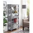 Pemberly Row Five-Tier Bookcase with Drawer in Gray Wood Finish
