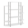 Pemberly Row Wall Unit Bookcase in White Wood and Stainless