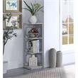 Pemberly Row Three-Tier Corner Bookcase in Gray Wood Finish