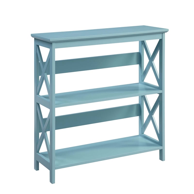 Pemberly Row Three-Tier Bookcase in Mint Green Wood Finish