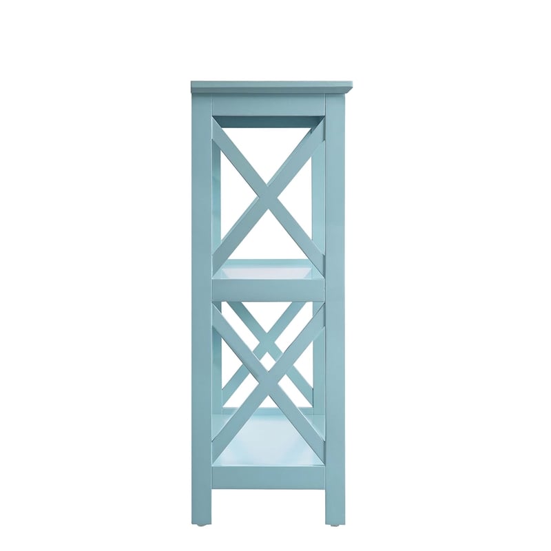 Pemberly Row Three-Tier Bookcase in Mint Green Wood Finish