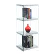 Pemberly Row Four-Tier Bookcase in White Fuax Marble Wood and Clear Glass