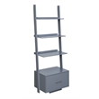 Pemberly Row Ladder Bookcase with File Drawer in Gray Wood Finish