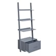 Pemberly Row Ladder Bookcase with File Drawer in Gray Wood Finish