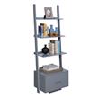 Pemberly Row Ladder Bookcase with File Drawer in Gray Wood Finish