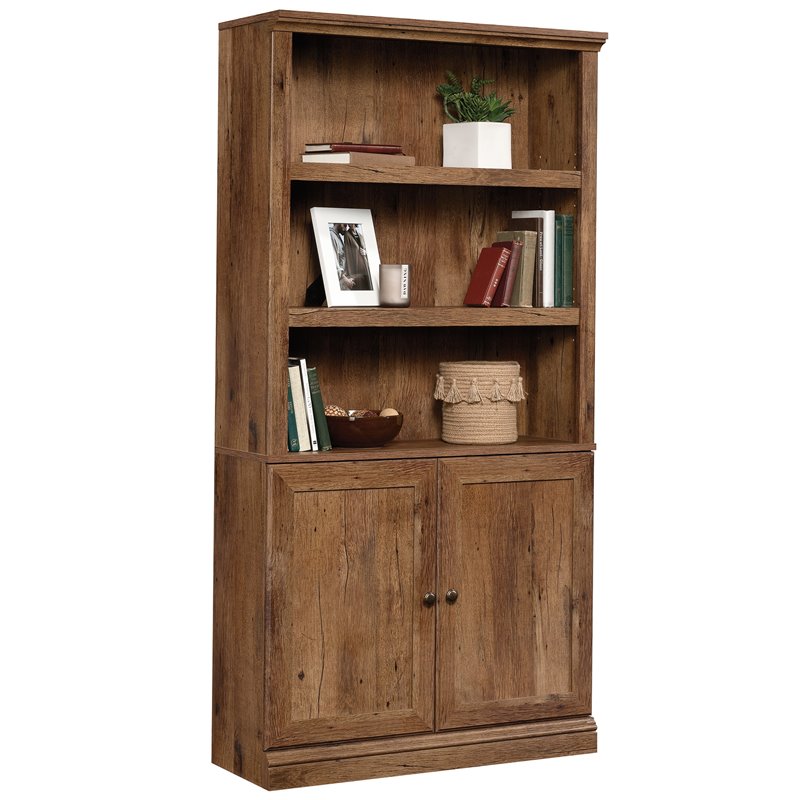 Pemberly Row 3-Shelf Modern Engineered Wood Tall Bookcase in Vintage Oak
