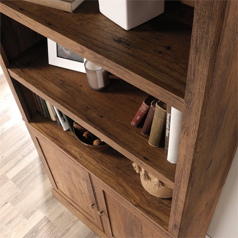 Pemberly Row 3-Shelf Modern Engineered Wood Tall Bookcase in Vintage Oak