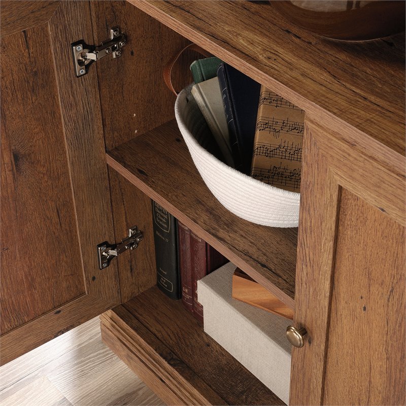 Pemberly Row 3-Shelf Modern Engineered Wood Tall Bookcase in Vintage Oak