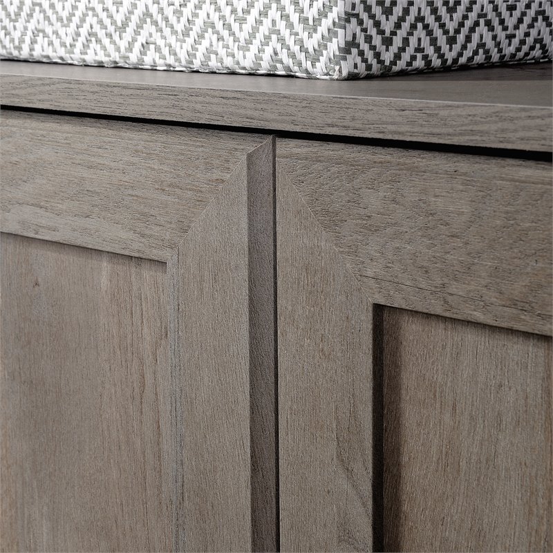 Pemberly Row 3-Shelf 2-Door Tall Wood Bookcase in Mystic Oak