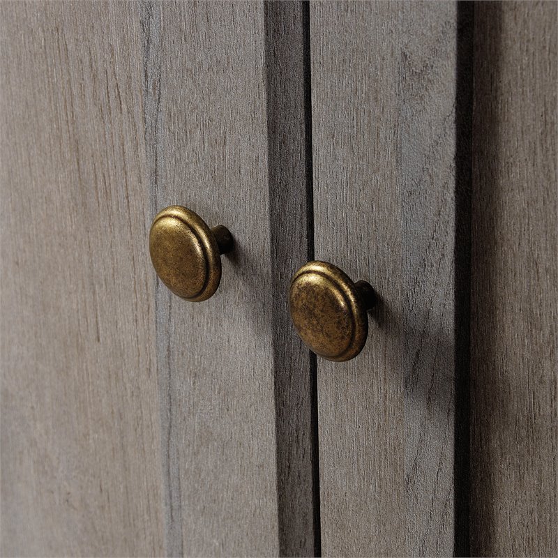 Pemberly Row 3-Shelf 2-Door Tall Wood Bookcase in Mystic Oak