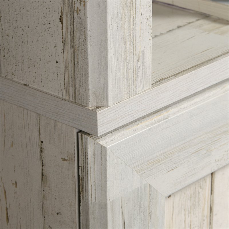 Pemberly Row 3-Shelf Modern Engineered Wood Bookcase w/Hidden Storage in White