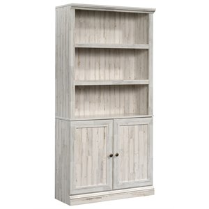 Pemberly Row 3-Shelf Modern Engineered Wood Bookcase w/Hidden Storage in White